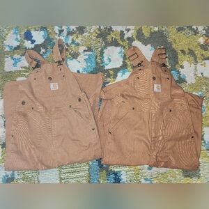 TWO PAIRS Carhartt Duck Bibs Boys Size 6 EUC